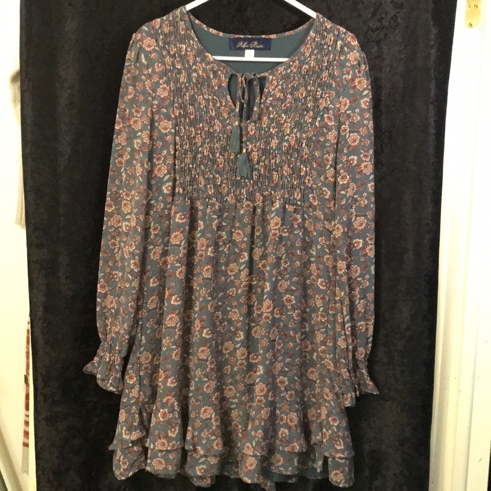 Blue Rain Floral Dress
